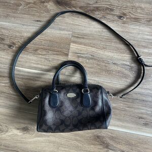 Coach Mini Bennett Satchel Signature C Brown Black Canvas Crossbody Bag READ